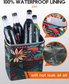 HOTOR Car Trash Can, Multifunctional &amp; Fashionable Car Accessory for Interior Use, Waterproof &amp; Leakproof Car Organizer and Storage Bag with Adjustable Straps, Magnetic Buckles (Colorful Leaves)