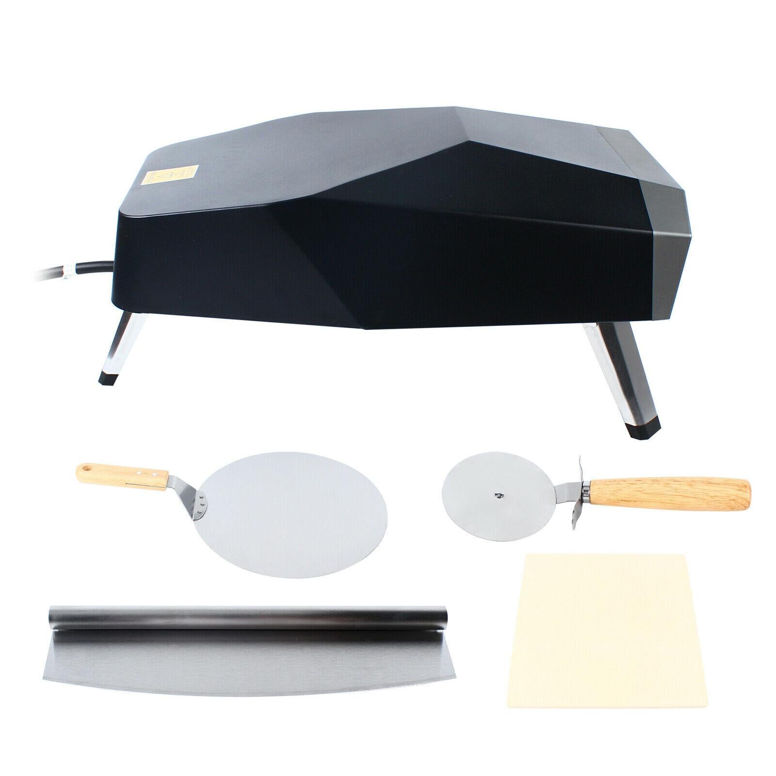 Portable 12" 3.9KW Aluminum Gas Pizza Oven 300 - 500°C W/ Multiple Accessories
