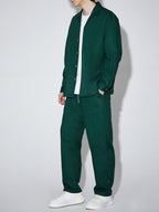 mens pure color revere collar shirts basics two pieces outfits with sweatpants