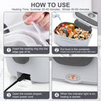 Electric Lunch Box Food Warmer Portable For Car &amp; Home - Leak Proof, Lunch Microwave For Truckers With  Steel Container 50.72 oz, 110V/12V/24V