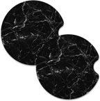 Nipichsha Car Cup Holder Coasters, Car Coasters for Cup Holders, 2 Pack Anti Slip Insert Coasters, Rubber Car Cup Mat with A Finger Notch, Cute Car Interior Accessories for Women Men(Black Marble)