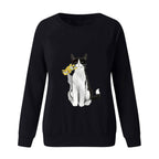 Women's fashion casual cat flower sweater