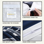 Bedduvit Navy Duvet Cover Queen - Cotton Duvet Cover Queen Size,3 Piece Percale Striped Duvet Cover Queen Sets,Simple Modern Queen Duvet Cover with Zipper Closure &amp; 8 Ties