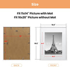 upsimples 16x20 Picture Frame Set of 5, Display Pictures 11x14 with Mat or 16x20 Without Mat,Wall Gallery Poster Frames,White