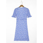v-neck vintage flare sleeve midi dress