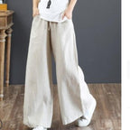 Loose plus size wide-leg linen pants