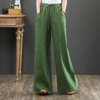 Loose plus size wide-leg linen pants
