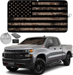 Autoamerics 1-Piece Windshield Sun Shade Brown Camo American Flag USA  - Foldable Car Front Window Sunshade for Most Sedans SUV Truck - Blocks Max UV Rays and Keeps Your Vehicle Cool - Large