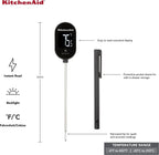 KitchenAid KQ910 Backlit Instant Read Digital Food Kitchen Grill Thermometer, Black