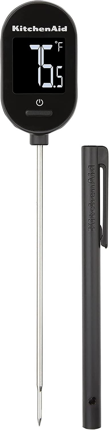 KitchenAid KQ910 Backlit Instant Read Digital Food Kitchen Grill Thermometer, Black