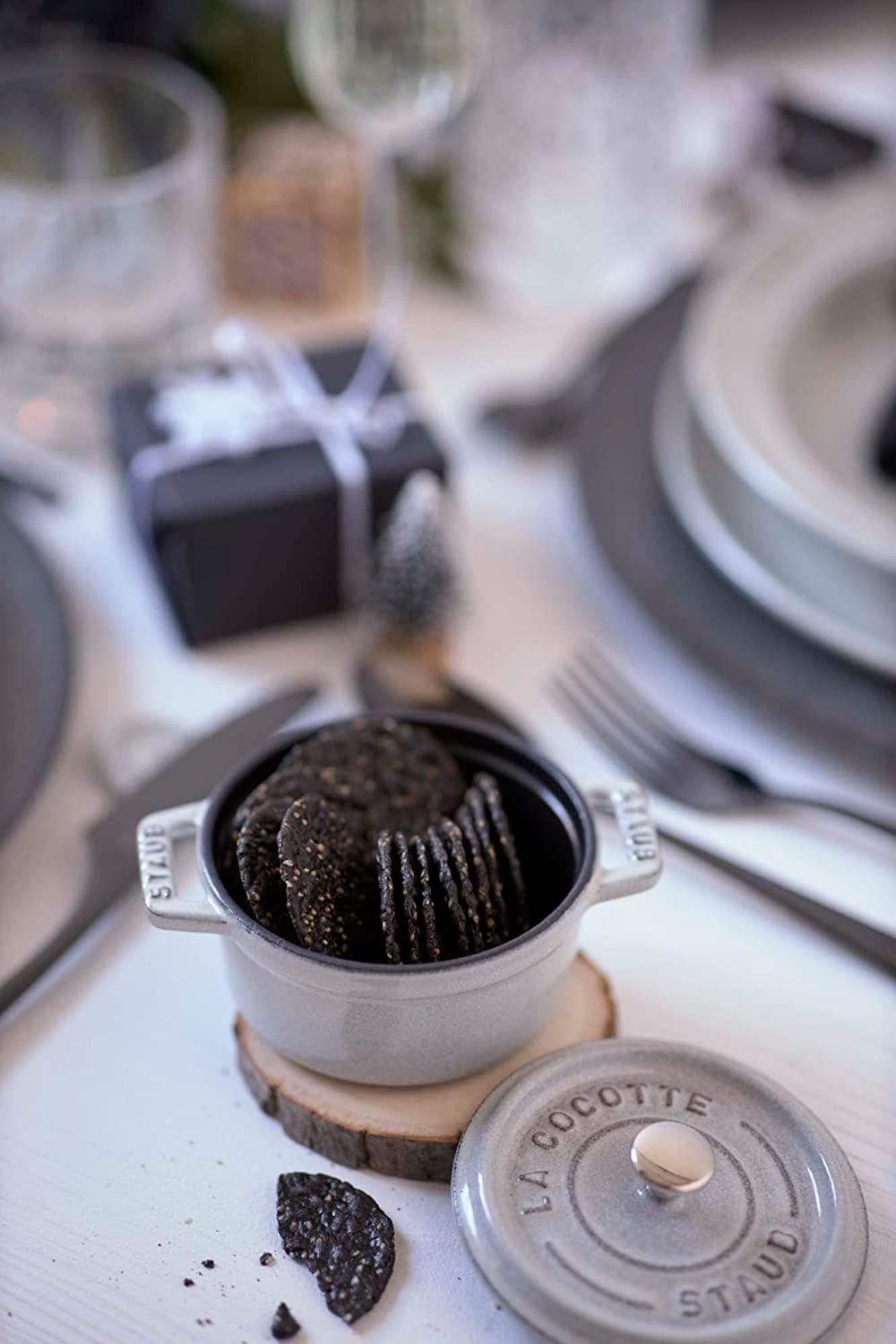 Staub Cast Iron .25-qt Mini Round Cocotte - White Truffle, Made in France