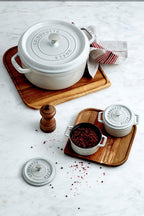 Staub Cast Iron .25-qt Mini Round Cocotte - White Truffle, Made in France