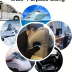 Comfy Inflatable Travel Pillow: Neck &amp; Lumbar Support For Airplane, Car, RV &amp;   - Folds Easily Into Bag!