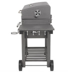 Portable Barbecue Grill Foldable Charcoal Oven Stove With Wheels & Bottom Shelf