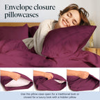 LuxClub Twin XL Sheets Set - Soft Twin Bed Sheets for Boys and Girls, 4 PC Deep Pockets 18" Eco Friendly Wrinkle Free Kids Fitted Sheets Machine Washable Hotel Bedding Silky Soft - Eggplant Twin XL