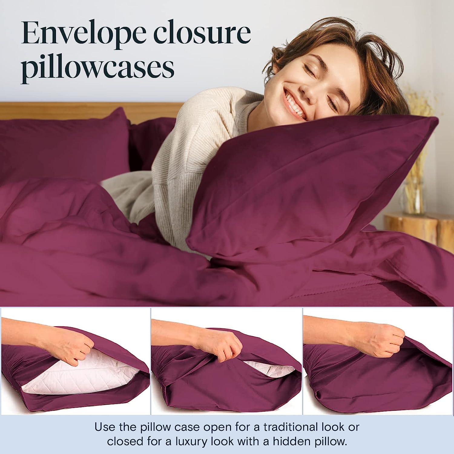 LuxClub Twin XL Sheets Set - Soft Twin Bed Sheets for Boys and Girls, 4 PC Deep Pockets 18" Eco Friendly Wrinkle Free Kids Fitted Sheets Machine Washable Hotel Bedding Silky Soft - Eggplant Twin XL