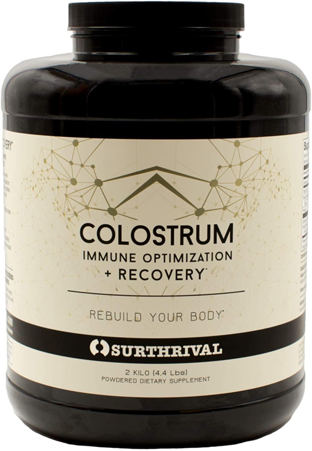Surthrival: Colostrum Powder (2 Kilo, 4.4lbs), Immune Optimization & Recovery, Powdered Dietary Supplement, Gut Health, Immune Support, Keto Friendly