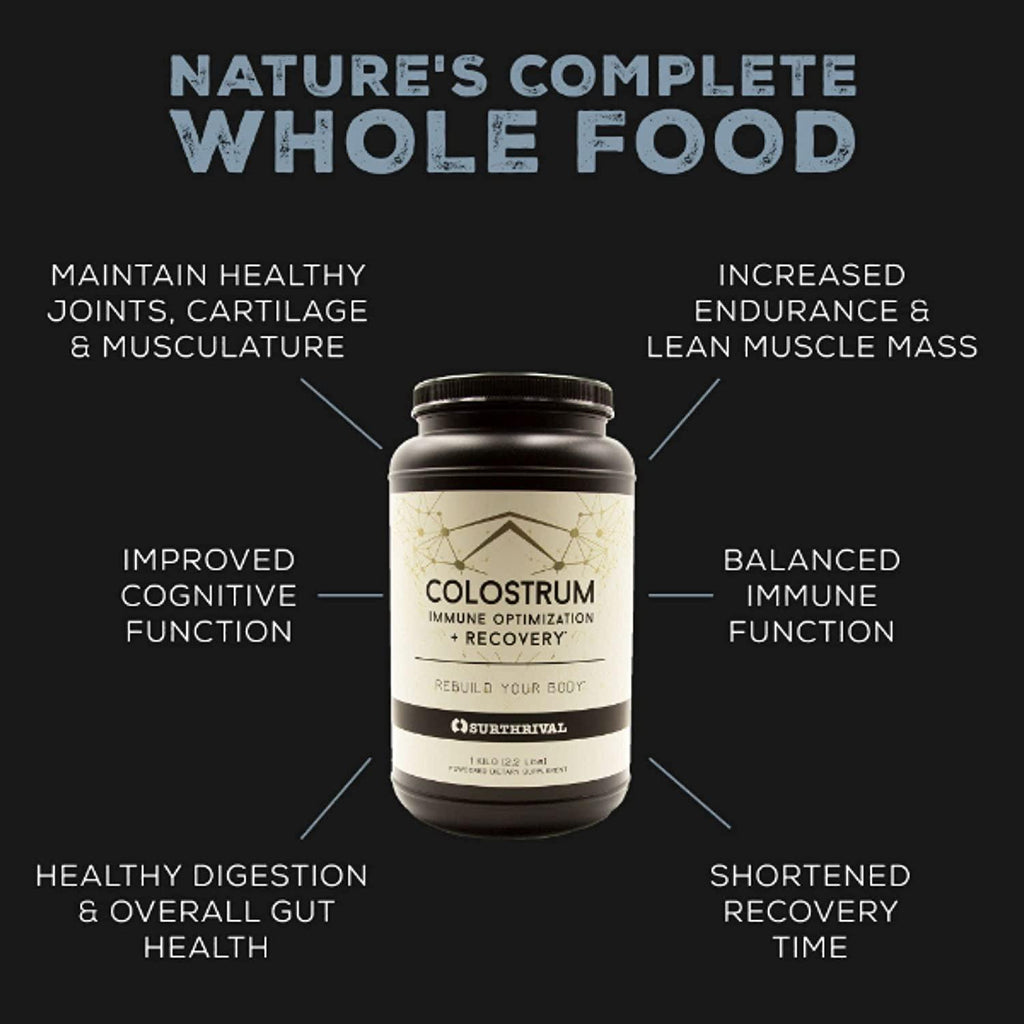 Surthrival: Colostrum Powder (2 Kilo, 4.4lbs), Immune Optimization & Recovery, Powdered Dietary Supplement, Gut Health, Immune Support, Keto Friendly