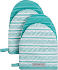 KitchenAid Albany Mini Cotton Oven Mitts with Silicone Grip, 5.5"x8", Aqua Sky 2 Count
