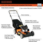 BLACK+DECKER 21" 140cc 3-in-1 Gas Powered Self Propelled Push Mower