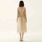 square collar mesh dots dress