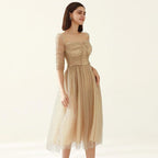 square collar mesh dots dress