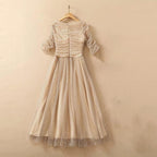 square collar mesh dots dress