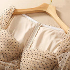 square collar mesh dots dress