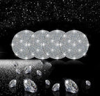 4pcs Bling Car Coaster, Universal Bling Car Interior Accessories for Women, 2.75 inch Silicone Anti-Slip Shockproof Fashion Vehicle Automotive Cup Holder Coasters Insert Crystal Rhinestone (White)
