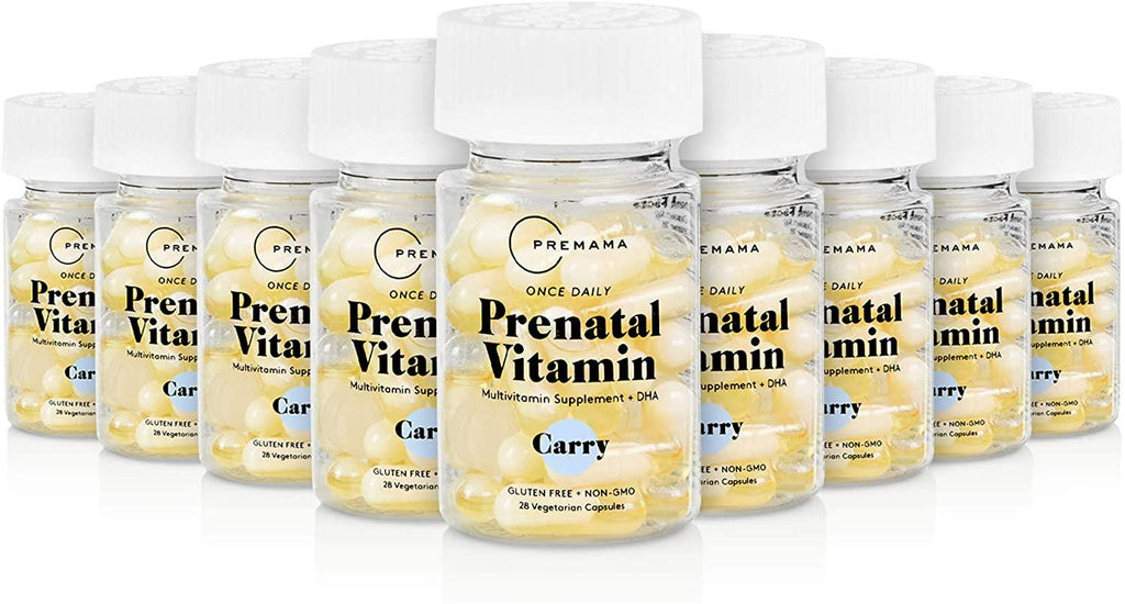 Premama Prenatal Vitamins with DHA and Folic Acid - Daily Multivitamin for Women, Fertility Support Supplement, Non GMO, Vegan, Gluten Free, Choline for Brain Development , 28 Capsules (Pack of 9)