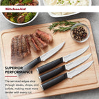 KitchenAid Classic 4 Piece Steak Knife Set, 4.5-Inch, High-Carbon Japanese Steel Blades, Sharp Kitchen Knife Set, Black