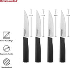 KitchenAid Classic 4 Piece Steak Knife Set, 4.5-Inch, High-Carbon Japanese Steel Blades, Sharp Kitchen Knife Set, Black