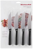 KitchenAid Classic 4 Piece Steak Knife Set, 4.5-Inch, High-Carbon Japanese Steel Blades, Sharp Kitchen Knife Set, Black