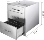 Mophorn 14X20.3 Inch Outdoor Kitchen Drawers  Steel, Flush Mount Triple