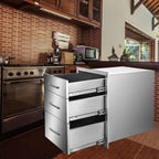 Mophorn 14X20.3 Inch Outdoor Kitchen Drawers  Steel, Flush Mount Triple