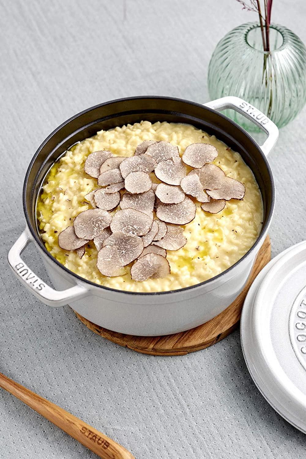 Staub Cast Iron 5.5-qt Round Cocotte - White Truffle, Made in France