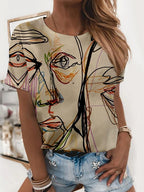 Casual Abstract Printed Short-Sleeved T-Shirt