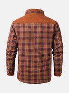 mens plaid patchwork 100 % cotton fleece lined thick lapel reversible jackets