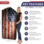 Autoamerics 1-Piece Windshield Sun Shade Grunge American Flag - 2 USA  - Foldable Car Front Window Sunshade for Most Sedans SUV Truck - Blocks Max UV Rays and Keeps Your Vehicle Cool - Small