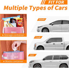 HOTOR Car Trash Can with Lid and Storage Pockets, 100% Leak-Proof Car Organizer, Waterproof Car Garbage Can, Multipurpose Trash Bin for Car - Pink