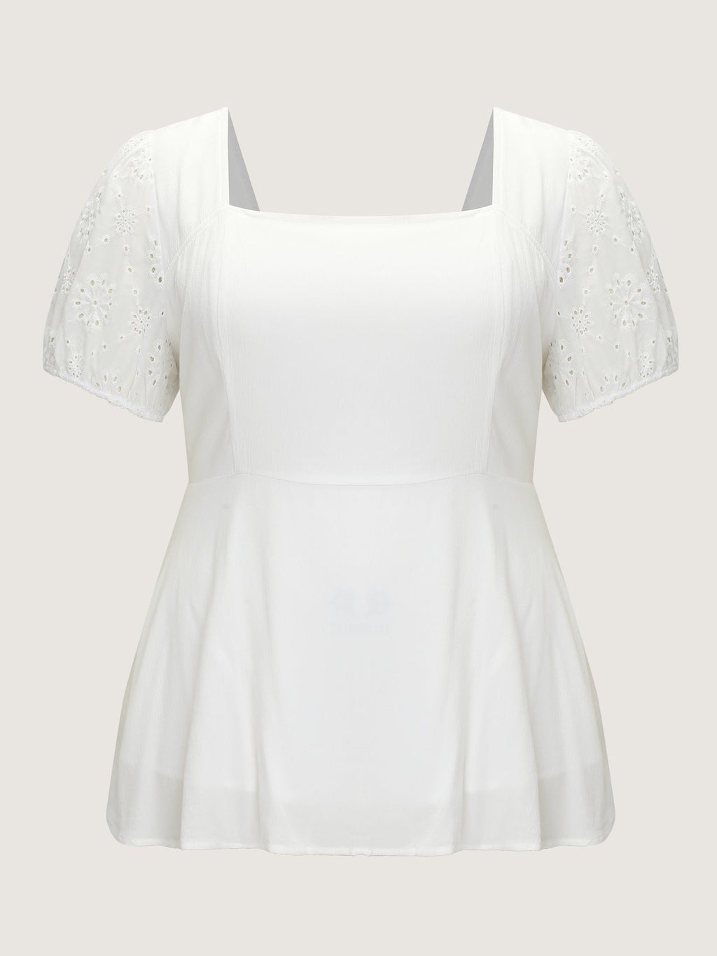 Cotton Floral Eyelet Trim Fit And Flare Blouse