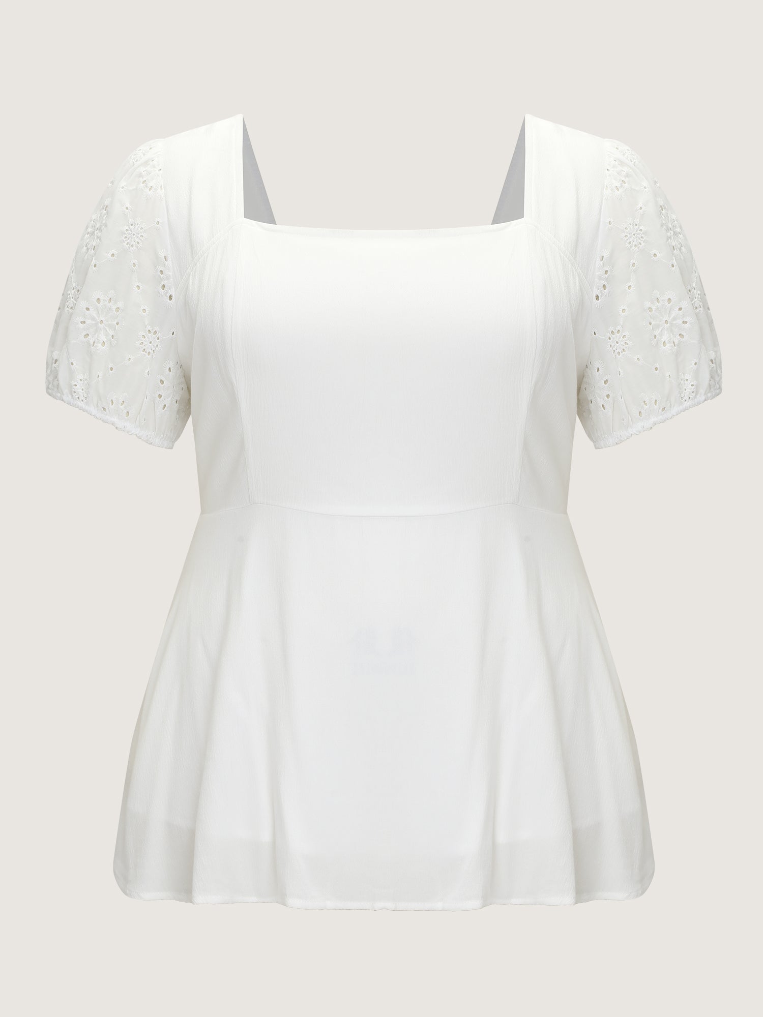 Cotton Floral Eyelet Trim Fit And Flare Blouse