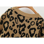 leopard printed lantern sleeve sweater