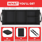 Simniam Large Trunk Organizer for Car, Collapsible Multi Compartment Car Trunk Organizer with 2 Retractable Straps, Suitable for All Kinds of Cars, SUV, Minivan - 4 Compartments Red