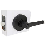 Highland Matte Black Bed and Bath Door Lever with Round Rose