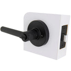 Highland Matte Black Bed and Bath Door Lever with Round Rose