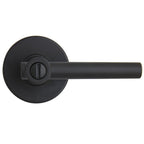 Highland Matte Black Bed and Bath Door Lever with Round Rose