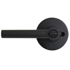 Highland Matte Black Bed and Bath Door Lever with Round Rose