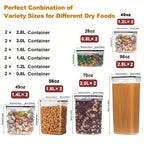 12pcs Airtight Food StoraContainers: BPA Plastic Kitchen Canisters For Flour, Sugar, Cereal &amp; Labels