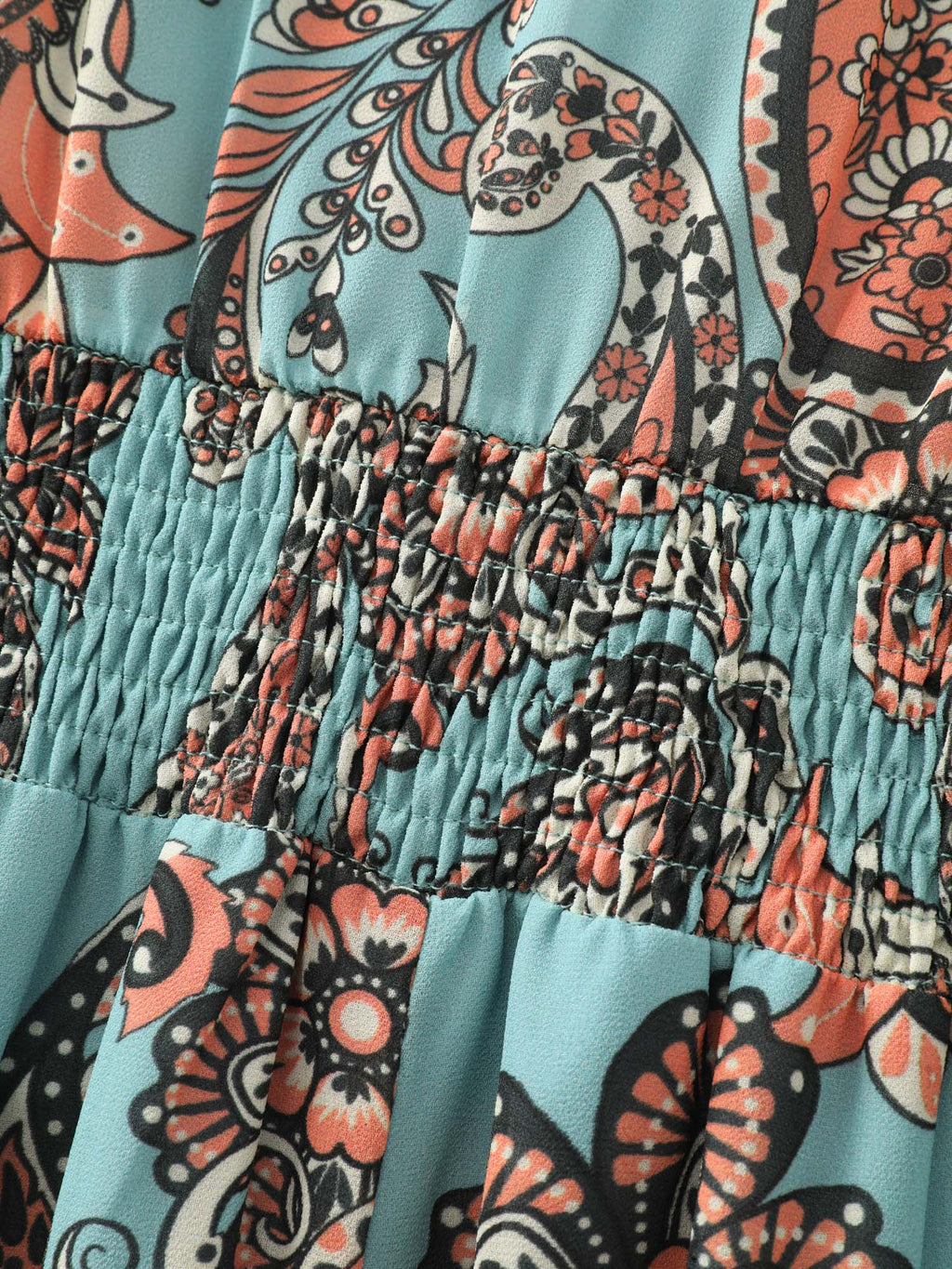 Floral Paisley Print High Low Hem Midi Dress